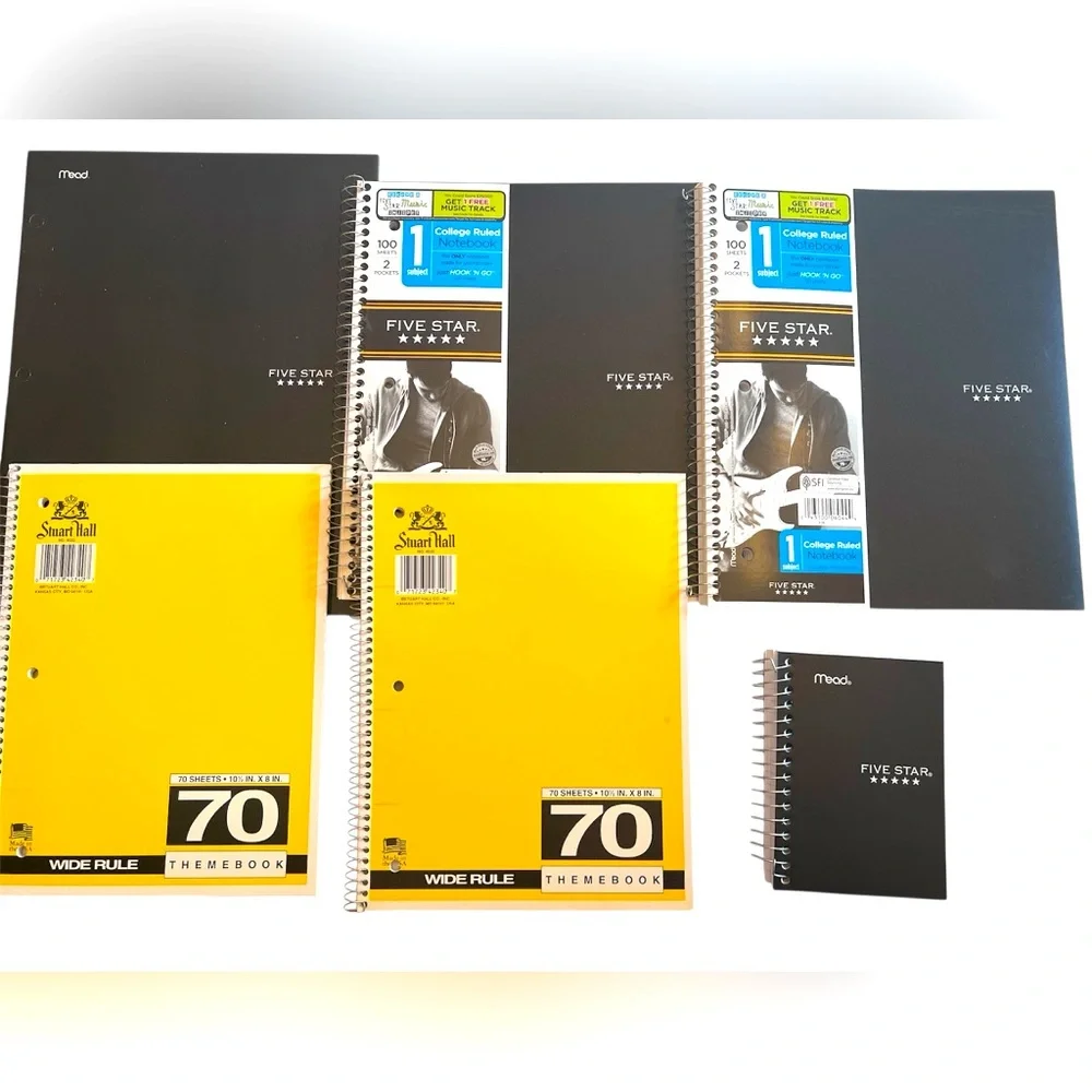 Back to School Supplies Yellow/Black Notebooks, Assignment Book & Pocket Folder